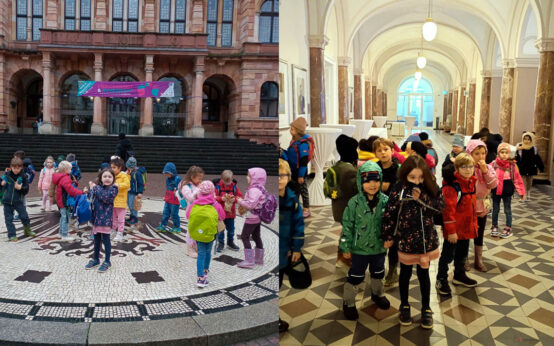 Kinder der Kita Im Obergrund, Taunusstein, zu Besuch im Rathaus.